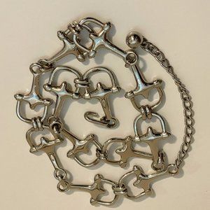 Silver Vintage Horsebit Equestrian Metal Link Chain Belt Preppy Classic Luxury